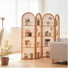 Japanese style wicker partition living room solid wood foldable movable small size room shield entrance simple magazine bookshelf Japanese style wicker partition living room solid wood foldable movable small size room shield entrance simple magazine bookshelf