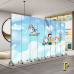 Folding Screen Divider Home Kids Room Fabric Carton Background Wall Folding Screen Divider Home Kids Room Fabric Carton Background Wall