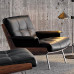 Single Person Leather Lounge Chair Luxury Lazy Designer Style Real Leather Relax Chair Solid Wood Living Room Balcony Minimalist High Back