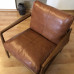 Mid Century Scandinavian Single Person Sofa Chair Solid Wood Casual Bedroom Living Room Balcony Lazy Recliner Real Leather Artwork Tiger Chair