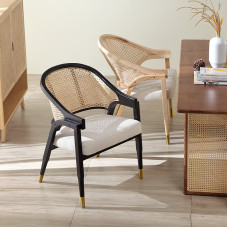 Designer Hotel Rooms Luxury Light Rattan Weave Chairs with Armrests and Backrests for Restaurant Customization