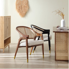 Scandinavian Retro Dining Chair Wooden Wicker Armchair Upholstered Lounge Chair for Coffee Shop Restaurant Designer Single Wicker Chair Scandinavian Retro Dining Chair Wooden Wicker Armchair Upholstered Lounge Chair for Coffee Shop Restaurant Designer Single Wicker Chair