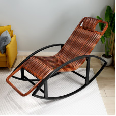 Outdoor Rattan Basket Chair New Chinese Style Rattan Weaving Patio Lounge Chair for Adults Rocking Chair for Sunrooms Courtyard and Balcony