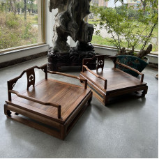 New Chinese Style Zen Chair Black Walnut Solid Wood Circle Chair Single Person Chair Disk Leg Meditation Stool Zen Meditation Furniture
