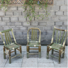 Old Style Bamboo Chair Handcrafted Rattan Chair Balcony Bamboo Stool Small Square Stool Low Stool