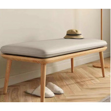 Scandinavian Entryway Footstool Modern Minimalistic Solid Wood Fabric Cushioned Sofa Stool