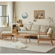 Wooden Sofa Small Living Room Furniture Nordic Simple Dual Fabric Sofa Wooden Sofa Small Living Room Furniture Nordic Simple Dual Fabric Sofa