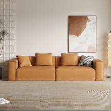 Modern Minimalist Wash Free Tech Fabric Italian Style Straight Sofa Luxury Small Space Fabric Upholstered Foam Block