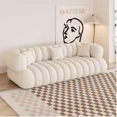 French Cream Fabric Sofa Small Living Room Fleece Cotton Candy Home Minimalist
