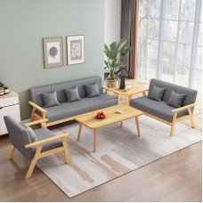 Fabric Sofa Living Room Table Set Three Seat Single Seat Small Bedroom Office Simple Double Sofa
