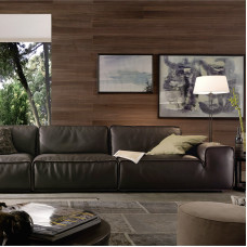 Italian Leather Sofa Luxury Minimalist Fabric Couch