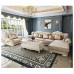 European Fabric Living Room Sectional Sofa Wooden Corner Sofa Customizable Washable Luxury Lazy Sofa