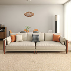 Contemporary ThreeSeater FabricCottonLinen Upholstered Sofa for Small Living Rooms