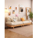 Modern Japanese Style Creamy Leather Three Seater Sofa