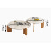 Modern Japanese Style Creamy Leather Three Seater Sofa