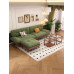 Modern Japanese Style Creamy Leather Three Seater Sofa