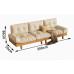 Modern Japanese Style Creamy Leather Three Seater Sofa