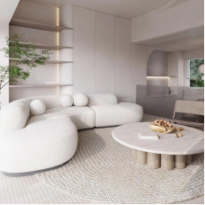 Scandinavian Luxury Corner Sofa Beauty Salon Velvet Curved Hotel Matching Lamb Velvet Sofa