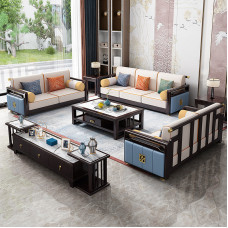 Modern Chinese Solid Wood Couch Set