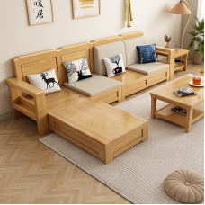 Modern Nordic Solid Wood Sofa Set for Small Living Room Chinese Storage Sofa for Winter Summer Modern Nordic Solid Wood Sofa Set for Small Living Room Chinese Storage Sofa for Winter Summer