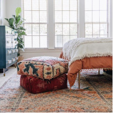 Moroccan Hand Woven Wool Cotton Boho Poufs for Living Room Moroccan Hand Woven Wool Cotton Boho Poufs for Living Room
