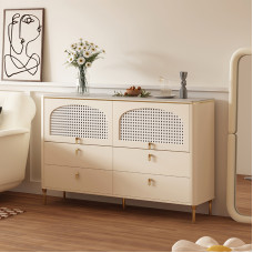 Bamboo Weave Chest Drawers Bedroom Living Room Storage