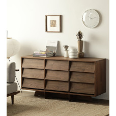 All Wood Nine Drawer Chests for Bedroom Living Room Modern Minimalist Dark Walnut Storage Cabinets Japanese Light Luxury Drawers