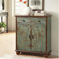 Two Door Solid Wood Hand Painted Storage Cabinet Two Door Solid Wood Hand Painted Storage Cabinet