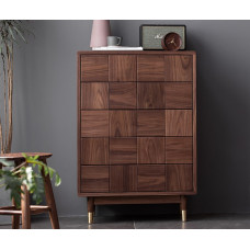 All Solid Wood Five Drawer Dresser Nordic Black Walnut Bedroom Storage Cabinet Modern Minimalist Luxury Living Room