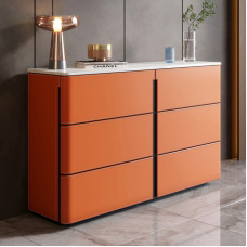 Luxury Saddle Leather Panel SixDrawer Hallway Minimalist Drawer Cabinet Luxury Saddle Leather Panel SixDrawer Hallway Minimalist Drawer Cabinet