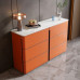Luxury Saddle Leather Panel SixDrawer Hallway Minimalist Drawer Cabinet