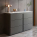 Luxury Saddle Leather Panel SixDrawer Hallway Minimalist Drawer Cabinet
