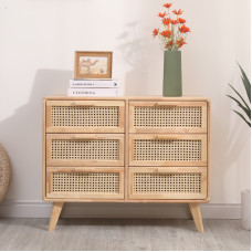 Scandinavian Solid Wood Six Drawer Wicker Weave Modern Bedroom Dresser Five Drawer Living Room Wooden Storage Cabinet Scandinavian Solid Wood Six Drawer Wicker Weave Modern Bedroom Dresser Five Drawer Living Room Wooden Storage Cabinet