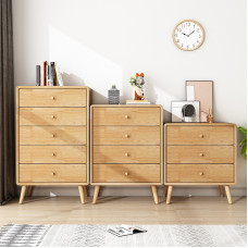 Nordic Solid Wood Cabinet Combination Storage Cabinet Home Living Room Minimalist Modern Glass Edge Cabinet Five Drawers