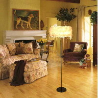 Modern Simple Feather Floor Lamp Straight Pole Of Large Size