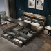 Scandinavian Luxury Modern Minimalist Solid Wood Bed Storage Single Double Bedroom