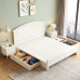 Double Storaged Modern Minimalist Wood Bed for Girl Princess Luxury Creamy Style