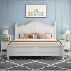 American Light Luxury Solid Bed Modern Simple Single Double Bed White Princess Bed Cream Wind Childrens Bed