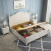 American Light Luxury Solid Bed Modern Simple Single Double Bed White Princess Bed Cream Wind Childrens Bed