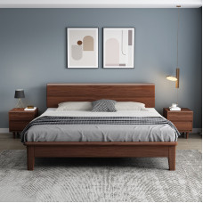 Scandinavian Solid Wood Modern Simple Double Bed Economic Master Bedroom Apartment Inn Bed Furniture
