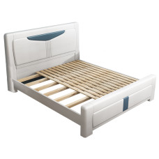 Modern Simple Solid Wood Double Bed Oak Storage Bed Marriage Bed White
