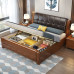 Real Wood Chinese Bed Leather Soft Cushioned Headboard Single Twin Air Pressure Drawer High Chest Storage Bed Marriage Bed 2M Big Bed Real Wood Chinese Bed Leather Soft Cushioned Headboard Single Twin Air Pressure Drawer High Chest Storage Bed Marriage Bed 2M Big Bed