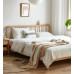European Beech Solid Wood Bed Modern Minimalist Single Bed Nordic Bedroom Furniture Raw Wood Color Double Bed European Beech Solid Wood Bed Modern Minimalist Single Bed Nordic Bedroom Furniture Raw Wood Color Double Bed