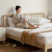 European Beech Solid Wood Bed Modern Minimalist Single Bed Nordic Bedroom Furniture Raw Wood Color Double Bed European Beech Solid Wood Bed Modern Minimalist Single Bed Nordic Bedroom Furniture Raw Wood Color Double Bed