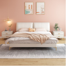Modern Minimalist Bed Double Leather Bed Nordic Creamy Romantic Soft Bedding Wedding Bed Modern Minimalist Bed Double Leather Bed Nordic Creamy Romantic Soft Bedding Wedding Bed