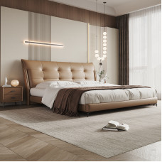 Modern Minimalist Leather Bed Luxury Master Bedroom New Highend Atmosphere Double Soft Pack Bed Modern Minimalist Leather Bed Luxury Master Bedroom New Highend Atmosphere Double Soft Pack Bed