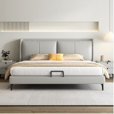 Genuine Leather Bed Wedding Bed Master Bedroom Double Bed Luxury Modern Minimalist High End Leather Bed Genuine Leather Bed Wedding Bed Master Bedroom Double Bed Luxury Modern Minimalist High End Leather Bed