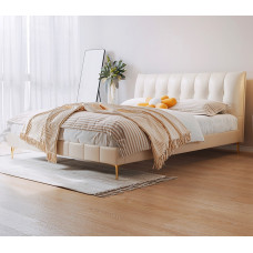 Leather American Luxury Double Bed White Wedding Bed Creamy Nordic Minimalist Modern Master Bedroom Leather American Luxury Double Bed White Wedding Bed Creamy Nordic Minimalist Modern Master Bedroom