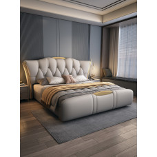 Modern Minimalist Leather Bed Luxury Master Bedroom Double Bed 2 Meter King Bed Tatami Soft Package Marriage Bed Modern Minimalist Leather Bed Luxury Master Bedroom Double Bed 2 Meter King Bed Tatami Soft Package Marriage Bed