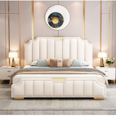 Modern Minimalist Double Bed with High Storage Box and Soft Back Cushion for Master Bedroom Modern Minimalist Double Bed with High Storage Box and Soft Back Cushion for Master Bedroom